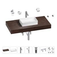 Раковина 42 см со столешницей 100 см Wellsee Pure BY Wellsee 201010846 в наборе 10 в 1: столешница, раковина, высокий смеситель, сифон, выпуск, кран-вентили, аксессуары (цвет хром)