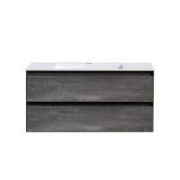 Тумба Vincea Luka 1000 подвесная, 2 выкатных ящика soft-close, G.Stone с умывальником VCB-13100W из искусственного камня, цвет белый
