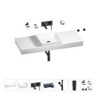 Раковина 40 см со столешницей 120 см Wellsee Doux 201009367 в наборе 9 в 1: столешница, раковина, встраиваемый смеситель, сифон, донный клапан, аксессуары (цвет набора матовый черный)