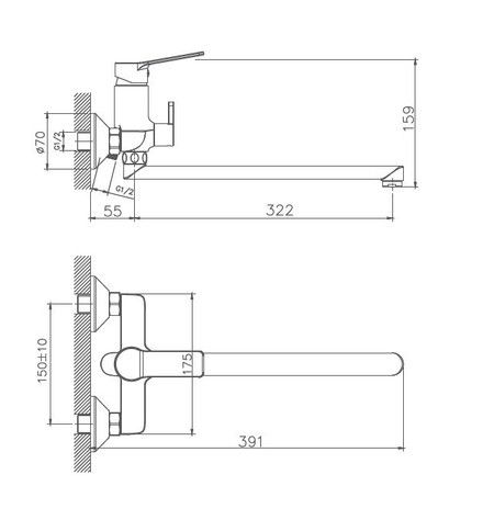 Смеситель для ванны Haiba HB22559