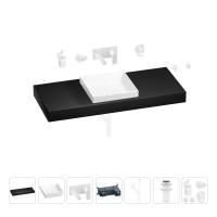 Раковина 40 см со столешницей 120 см Wellsee Doux 201009385 в наборе 9 в 1: столешница, раковина, встраиваемый смеситель, сифон, донный клапан, аксессуары (цвет набора матовый белый)