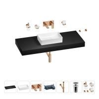 Раковина 42 см со столешницей 120 см Wellsee Pure BY Wellsee 201010974 в наборе 9 в 1: столешница, раковина, встраиваемый смеситель, сифон, выпуск, аксессуары (цвет набора розовое золото)