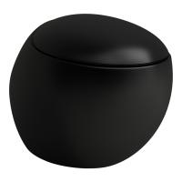 Подвесной унитаз Alessi One 39х58,5 см, с покрытием LLC, черный матовый, безободковый, без сиденья 8.2097.1.716.000.1