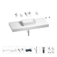 Раковина 42 см со столешницей 120 см Wellsee Pure BY Wellsee 201010961 в наборе 9 в 1: столешница, раковина, встраиваемый смеситель, сифон, выпуск, аксессуары (цвет набора хром)