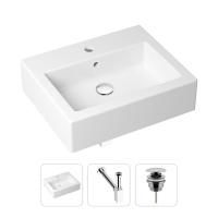 Комплект 3 в 1 Lavinia Boho Bathroom Sink 21520665: накладная фарфоровая раковина 50.5 см, металлический сифон, донный клапан
