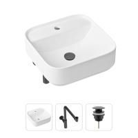 Комплект 3 в 1 Lavinia Boho Bathroom Sink 21520318: накладная фарфоровая раковина 42 см, металлический сифон, донный клапан