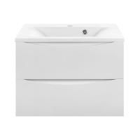 Тумба Vincea Mia 650 подвесная, 2 выкатных ящика soft close, G.White с умывальником VCB-3M650W из искусственного камня, цвет белый