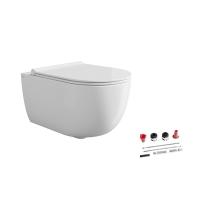 Alice Unica комплект:32254101 Подвесной унитаз 520х350, aliFlush+, форма-круг, белый глянцевый, без сливного механизма, без крепежного набораMC2201ES Сиденье для унитаза softclose, форма-круг, белый глянцевый, поставляется с набором крепленияFIX10 Набо