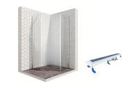 Душевой уголок Ambassador Diamond 12011111L-ST4, пятиугольный, линейный трап, 90х90