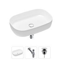 Комплект 3 в 1 Lavinia Boho Bathroom Sink 21520058: накладная фарфоровая раковина 54 см, металлический сифон, донный клапан