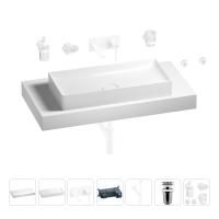 Раковина 75 см со столешницей 100 см Wellsee Pure BY Wellsee 201011650 в наборе 9 в 1: столешница, раковина, встраиваемый смеситель, сифон, выпуск, аксессуары (цвет набора матовый белый)