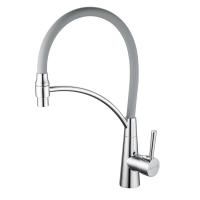 Смеситель для кухни с гибким изливом Shevanik S743-9, хром/серый