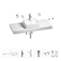 Раковина 43 см со столешницей 120 см Wellsee Graceful Pro 201012311 в наборе 10 в 1: столешница, раковина, смеситель, сифон, донный клапан, угловые вентили, аксессуары (цвет хром)
