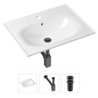 Комплект 3 в 1 Lavinia Boho Bathroom Sink 21520449: врезная фарфоровая раковина 60 см, металлический сифон, донный клапан