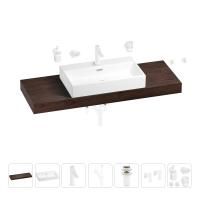 Раковина 70 см со столешницей 140 см Wellsee Graceful Pro 201012790 в наборе 10 в 1: столешница, раковина, смеситель, сифон, донный клапан, угловые вентили, аксессуары (цвет матовый белый)