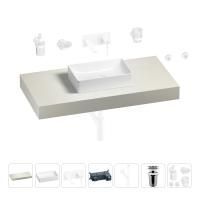 Раковина 42 см со столешницей 100 см Wellsee Pure BY Wellsee 201010815 в наборе 9 в 1: столешница, раковина, встраиваемый смеситель, сифон, выпуск, аксессуары (цвет набора матовый белый)