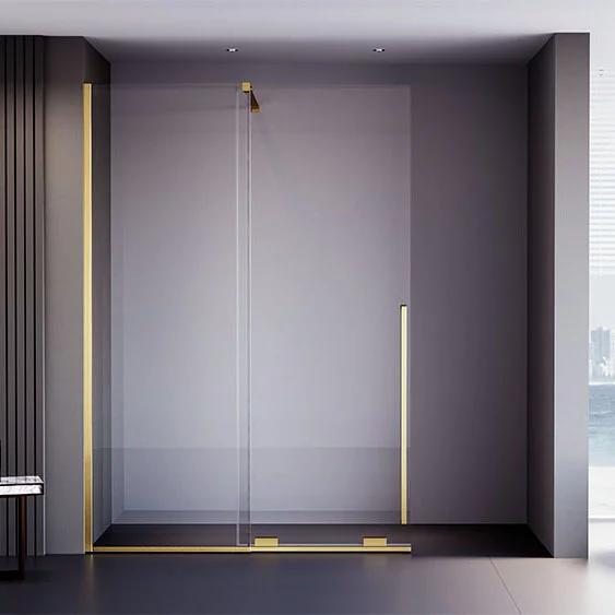 Душевая перегородка Veconi Premium Trento PTDW-50G, 1500x2000, брашированное золото, стекло прозрачное