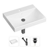 Комплект 3 в 1 Lavinia Boho Bathroom Sink 21520559: врезная фарфоровая раковина 60 см, металлический сифон, донный клапан