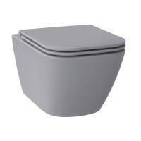 Безободковый подвесной унитаз в наборе 2 в 1: чаша подвесного унитаза, быстросъемное сиденье микролифт, цвет матовый серый Wellsee Pure BY Wellsee 182605001