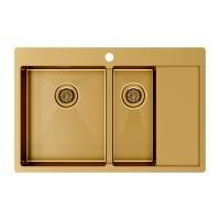 Мойка нерж. сталь KRONER 78/2SF, PM227851-BGL, брашированное золото, левая, 780х510мм, Paulmark