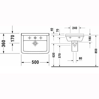 Раковина подвесная Duravit Starck3 50x36 0300500000