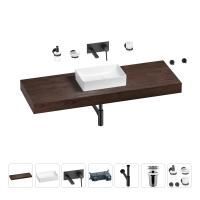 Раковина 42 см со столешницей 140 см Wellsee Pure BY Wellsee 201011037 в наборе 9 в 1: столешница, раковина, встраиваемый смеситель, сифон, выпуск, аксессуары (цвет набора матовый черный)