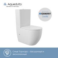 Aqueduto комплект: ОВО Плюс/OVO Plus Унитаз напольный 625*365 безободковый с бачком, Tornado, сиденье с микролифтом, белый глянцевый