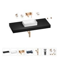 Раковина 42 см со столешницей 120 см Wellsee Pure BY Wellsee 201010979 в наборе 9 в 1: столешница, раковина, встраиваемый смеситель, сифон, выпуск, аксессуары (цвет набора розовое золото)