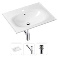 Комплект 3 в 1 Lavinia Boho Bathroom Sink 21520437: врезная фарфоровая раковина 60 см, металлический сифон, донный клапан