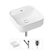 Комплект 3 в 1 Lavinia Boho Bathroom Sink 21520296: накладная фарфоровая раковина 42 см, металлический сифон, донный клапан