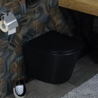 Унитаз подвесной безободковый MLN-310302MB  (матовый черный), крышка дюропласт