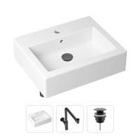 Комплект 3 в 1 Lavinia Boho Bathroom Sink 21520697: накладная фарфоровая раковина 50.5 см, металлический сифон, донный клапан