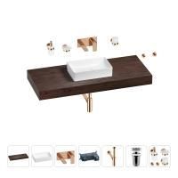 Раковина 42 см со столешницей 120 см Wellsee Pure BY Wellsee 201010944 в наборе 9 в 1: столешница, раковина, встраиваемый смеситель, сифон, выпуск, аксессуары (цвет набора розовое золото)
