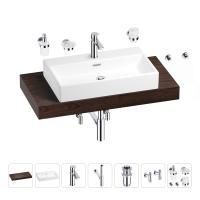 Раковина 70 см со столешницей 100 см Wellsee Graceful Pro 201012661 в наборе 10 в 1: столешница, раковина, смеситель, сифон, донный клапан, угловые вентили, аксессуары (цвет хром)