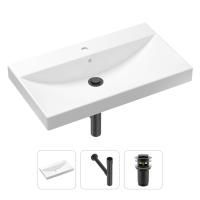 Комплект 3 в 1 Lavinia Boho Bathroom Sink 21520622: врезная фарфоровая раковина 80 см, металлический сифон, донный клапан