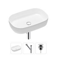 Комплект 3 в 1 Lavinia Boho Bathroom Sink 21520090: накладная фарфоровая раковина 54 см, металлический сифон, донный клапан