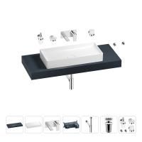 Раковина 75 см со столешницей 120 см Wellsee Pure BY Wellsee 201011701 в наборе 9 в 1: столешница, раковина, встраиваемый смеситель, сифон, выпуск, аксессуары (цвет набора хром)