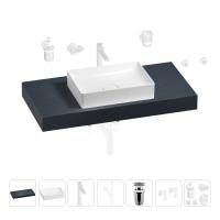 Раковина 50 см со столешницей 100 см Wellsee Pure BY Wellsee 201011220 в наборе 10 в 1: столешница, раковина, высокий смеситель, сифон, выпуск, кран-вентили, аксессуары (цвет матовый белый)