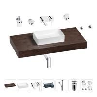 Раковина 42 см со столешницей 100 см Wellsee Pure BY Wellsee 201010856 в наборе 9 в 1: столешница, раковина, встраиваемый смеситель, сифон, выпуск, аксессуары (цвет набора хром)