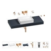 Раковина 50 см со столешницей 120 см Wellsee Pure BY Wellsee 201011349 в наборе 9 в 1: столешница, раковина, встраиваемый смеситель, сифон, выпуск, аксессуары (цвет набора розовое золото)