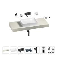 Раковина 50 см со столешницей 120 см Wellsee Pure BY Wellsee 201011327 в наборе 9 в 1: столешница, раковина, встраиваемый смеситель, сифон, выпуск, аксессуары (цвет набора матовый черный)