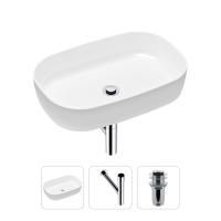 Комплект 3 в 1 Lavinia Boho Bathroom Sink 21520079: накладная фарфоровая раковина 54 см, металлический сифон, донный клапан