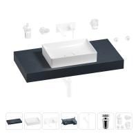 Раковина 50 см со столешницей 100 см Wellsee Pure BY Wellsee 201011230 в наборе 9 в 1: столешница, раковина, встраиваемый смеситель, сифон, выпуск, аксессуары (цвет набора матовый белый)