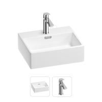 Раковина для ванной Wellsee Graceful Pro 201000776 в наборе 2 в 1: прямоугольная раковина белого глянцевого цвета, смеситель в цвете хром