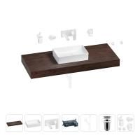 Раковина 42 см со столешницей 120 см Wellsee Pure BY Wellsee 201010945 в наборе 9 в 1: столешница, раковина, встраиваемый смеситель, сифон, выпуск, аксессуары (цвет набора матовый белый)