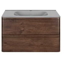 Тумба Vincea Vico 800 подвесная, 2 выкатных ящика soft close, R.Wood с умывальником VCB-2VP800G из искусственного камня, цвет серый