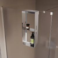 Полка для душевого ограждения Grange, 508x102x204, полированная сталь