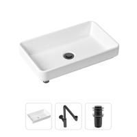 Комплект 3 в 1 Lavinia Boho Bathroom Sink 21520155: накладная фарфоровая раковина 55 см, металлический сифон, донный клапан