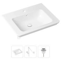 Комплект 3 в 1 Lavinia Boho Bathroom Sink 21520432: врезная фарфоровая раковина 60 см, металлический сифон, донный клапан