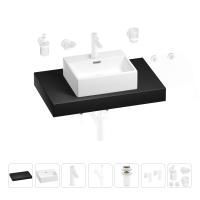 Раковина 43 см со столешницей 80 см Wellsee Graceful Pro 201012210 в наборе 10 в 1: столешница, раковина, смеситель, сифон, донный клапан, угловые вентили, аксессуары (цвет матовый белый)